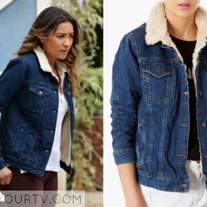 Topshop Borg Lined Fleece Moto Jean Jacket